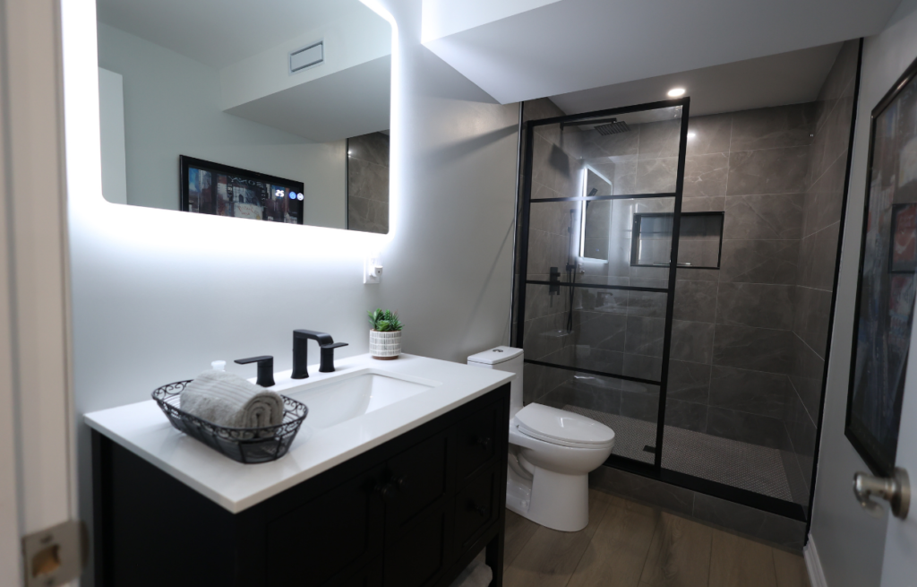 bathroom renovations - white black